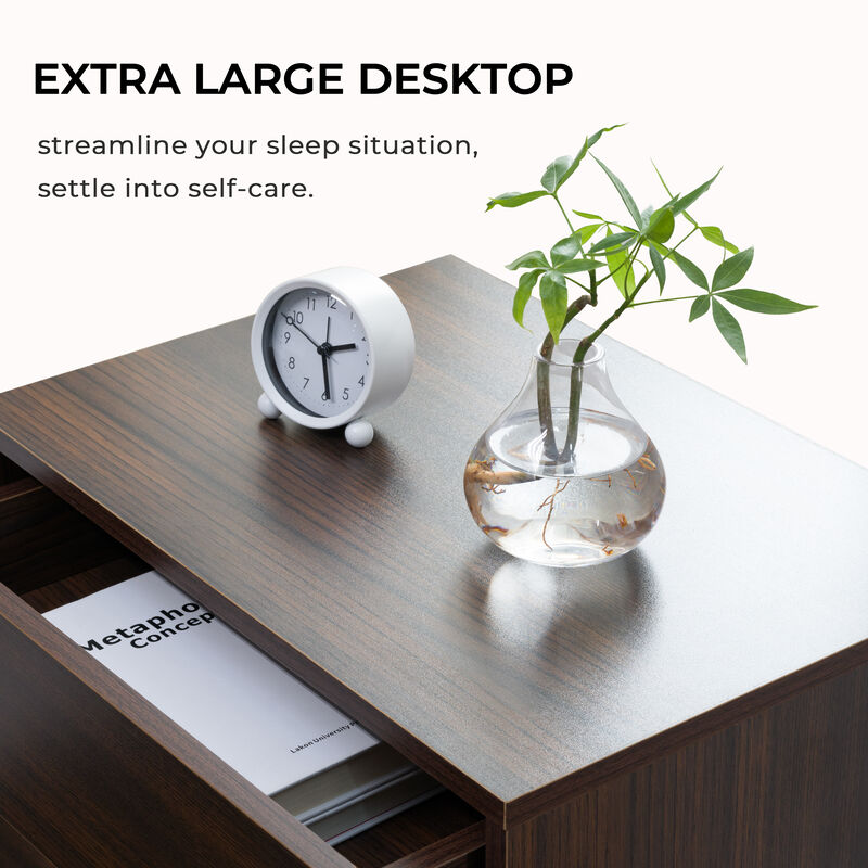 TATEUS Acrylic LED Nightstand with 3 Drawers, Lighted Bedside Table Dresser for Bedroom End Furniture