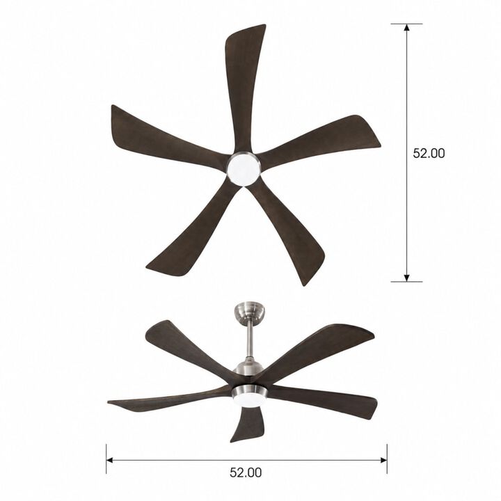 ELEMENT ACE Solid Wood Blade Ceiling Fan with Light, Remote Control, Quiet Reversible Motor and Six Speeds for Rooms