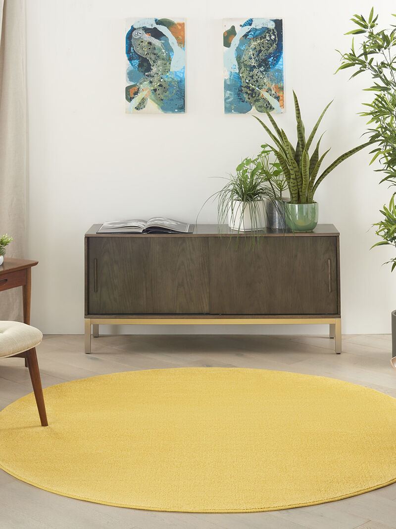 Nourison Essentials NRE01 Yellow 6' x Round Rug