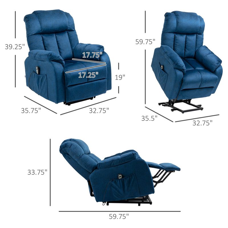 Lift Chair for Elderly Power Lift Recliner Chair with Side Pocket and Remote Control for Living Room Blue image number 3