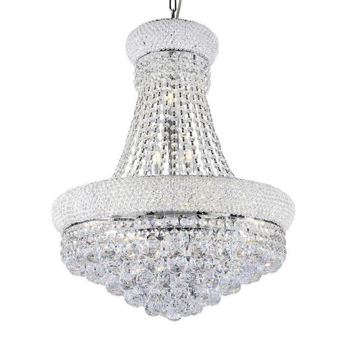 Crystal Ceiling Lamp with Chandelier Design Body, Clear - Benzara