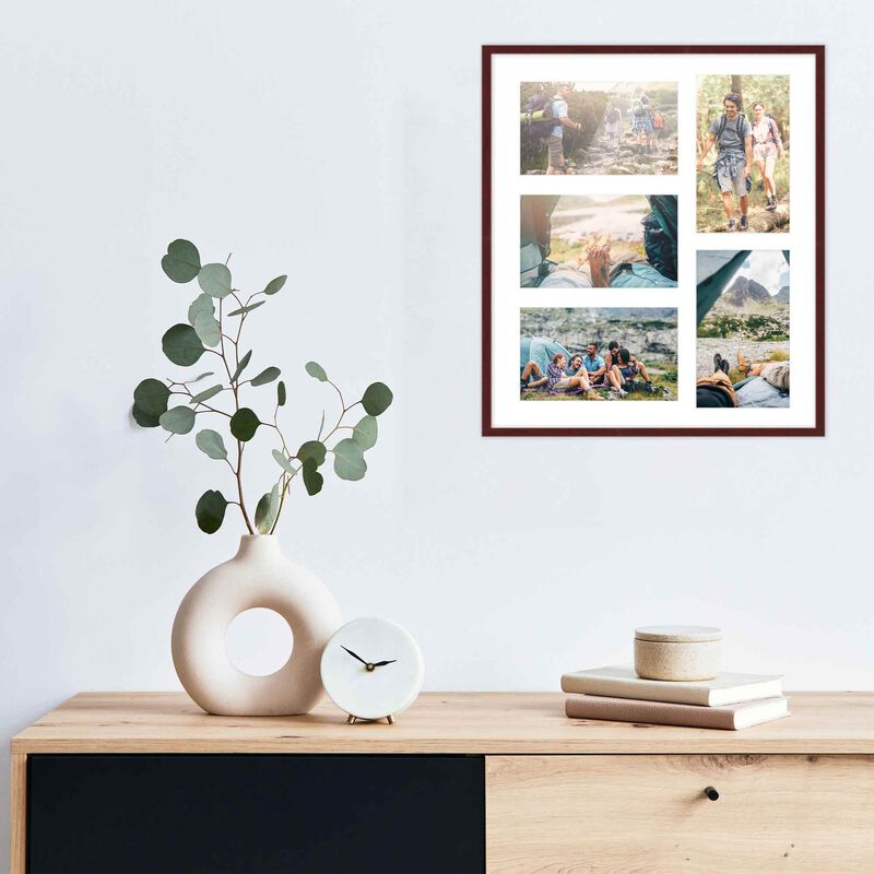 14x16 Wood Collage Frame with a White Mat for 5x7 Pictures