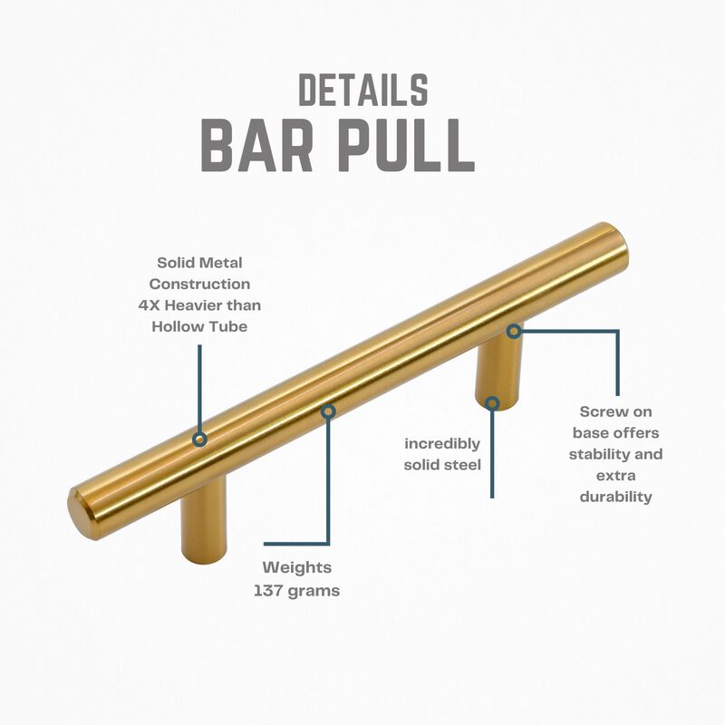 Hestia Hardware 10 Pack 3 Inch Steel Bar Pull Cabinet Handles image number 3