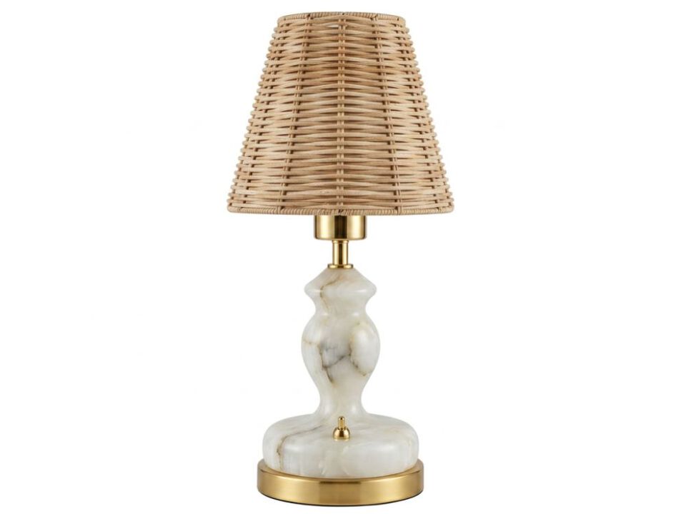 Wood Rattan Nightstand Lamp For Bedroom Nightstand Bedside Bulbs Included