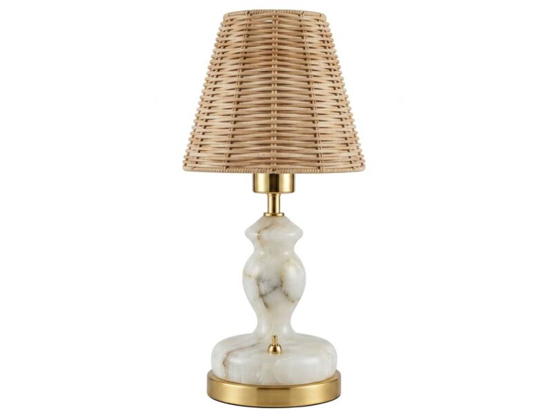 Wood Rattan Nightstand Lamp For Bedroom Nightstand Bedside Bulbs Included image number 0