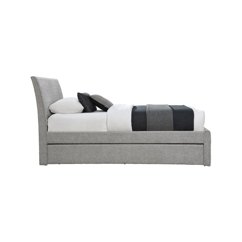 Meridian Furniture Myles Grey Chenille Fabric Twin Trundle Bed