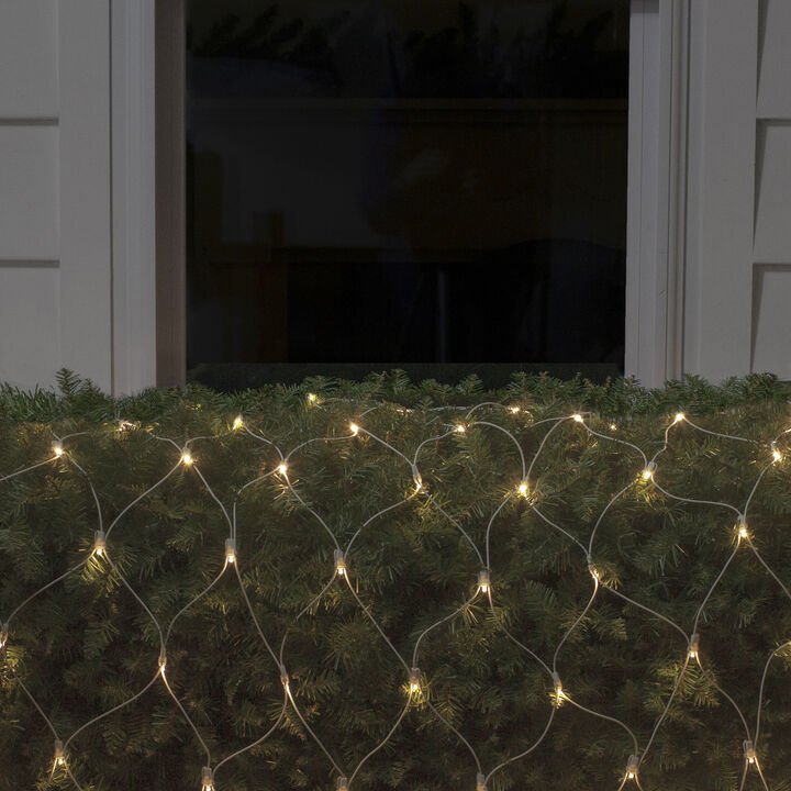 4' x 6' Warm White LED Wide Angle Net Style Christmas Lights  White Wire