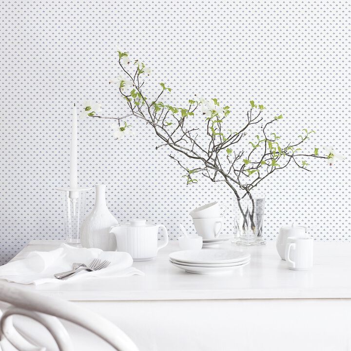 Just Kitchens Tri Leaf Blue Wallpaper G45462