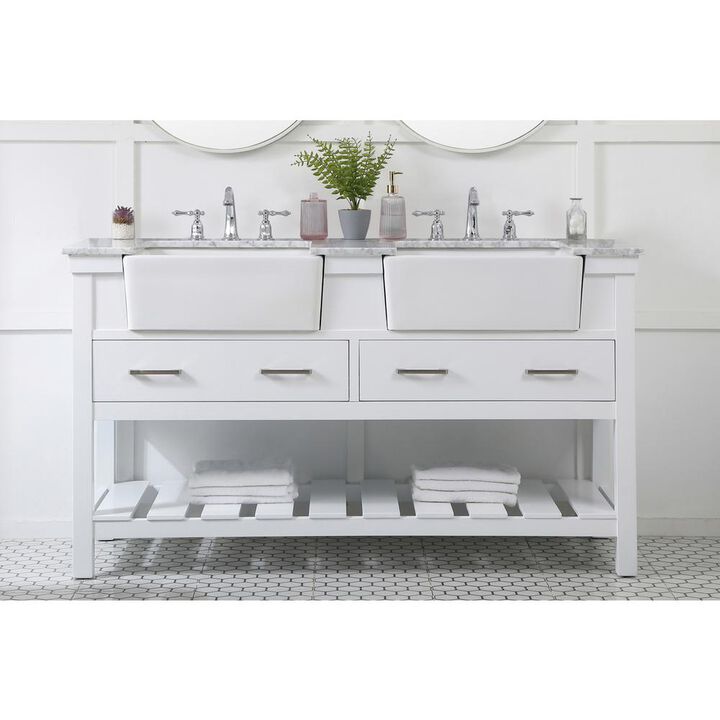 Elegant Kitchen and Bath 60 inch double bathroom vanity in white