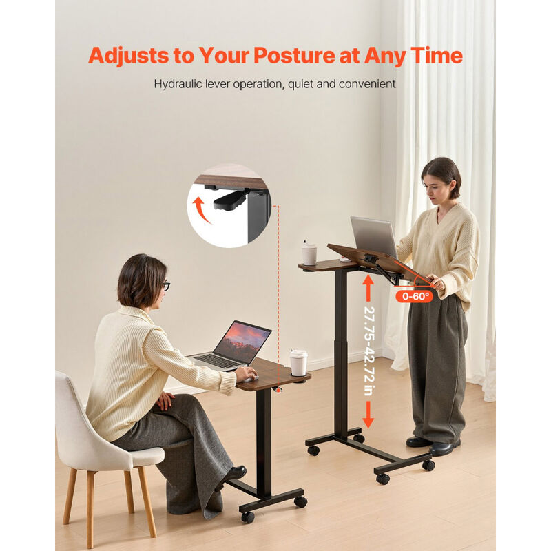 Height & Angle Adjustable Laptop Table &ndash; Flip Desktop Rolling Desk for Home or Office image number 8