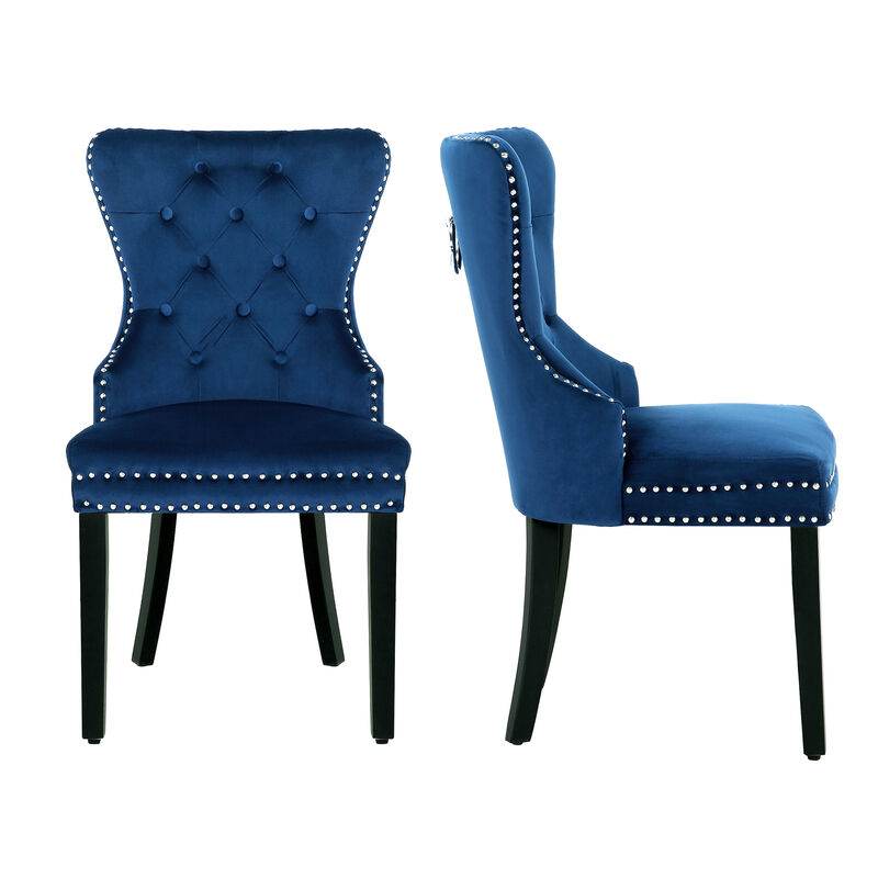 WestinTrends Velvet Upholstered Tufted Dining Chairs (Set of 2)