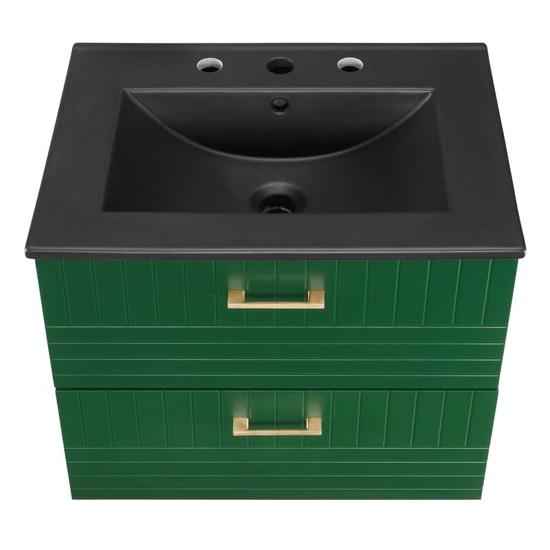 Modway Daybreak Bathroom Vanity, 24" with Black Sink, Green image number 4