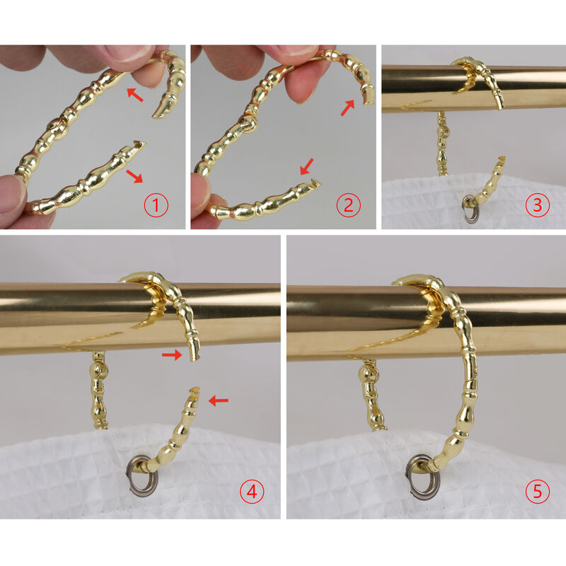 Zinc Shower Curtain Hooks, Set of 12 image number 7