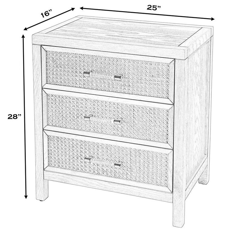 Butler Specialty Mesa Cane and Solid Wood  3 Drawer Chest, Natural