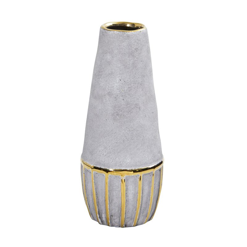 Nearly Natural 10-in Regal Stone Decorative Vase with Gold Accents