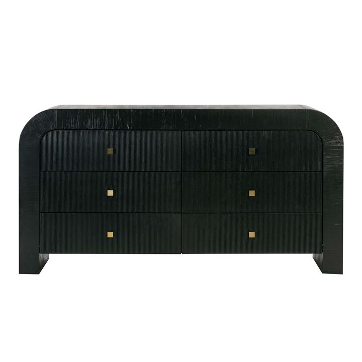 Hump 6 Drawer Black Dresser