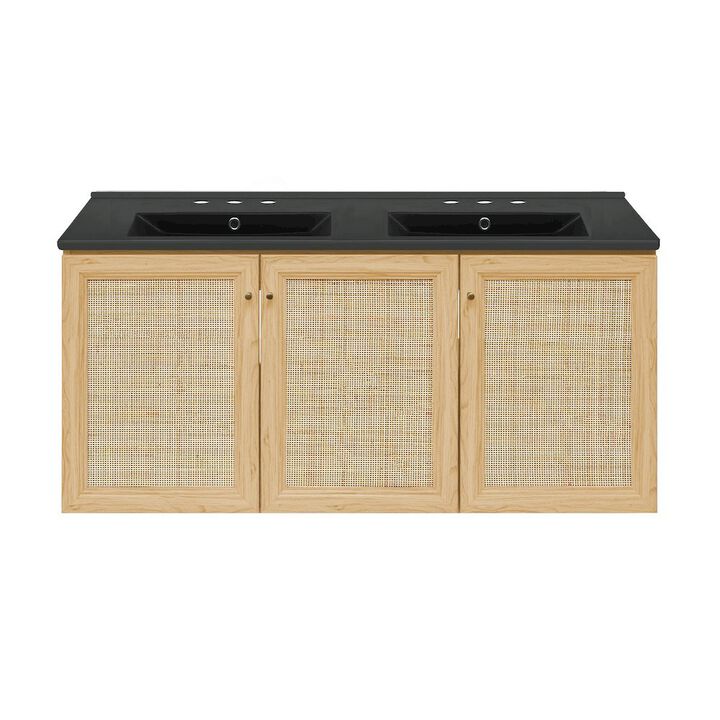 48" Wall-Mounted Bathroom Vanity with 3-Hole Widespread Sink Top