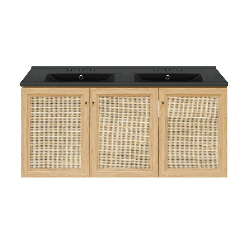 48" Wall-Mounted Bathroom Vanity with 3-Hole Widespread Sink Top image number 0