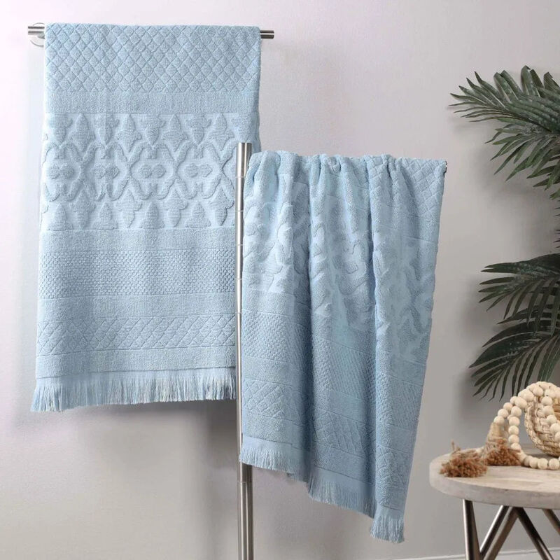 Geometric Jacquard Cotton Bath Sheet Set of 2 for Spa-Style Comfort image number 3
