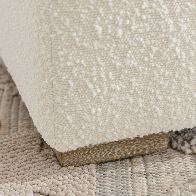 KINWELL 18.5" W Square Boucle Upholstered Ottoman Entryway Footstool image number 3