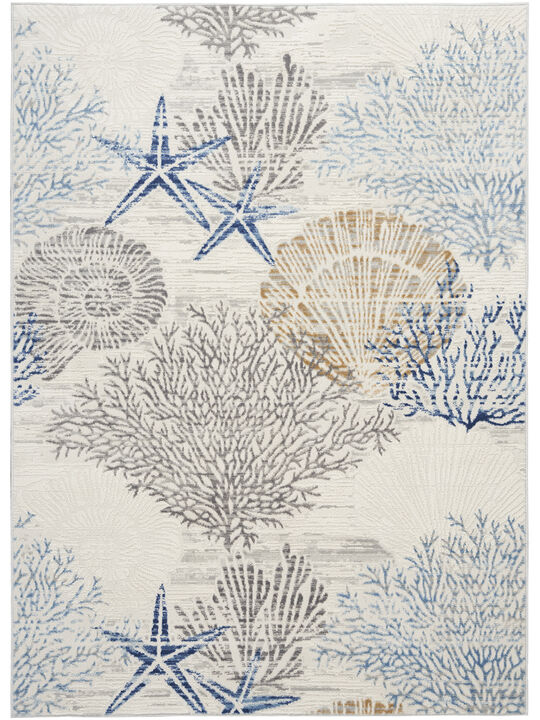 Seaside SDS04 Ivory/Gray/Blue 6' x 9' Rug