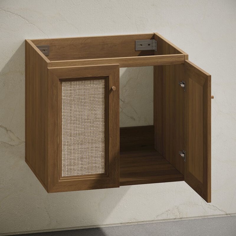 Classe 24" Wall-Mounted Bathroom Vanity in Brown Oak without Sink Top image number 5