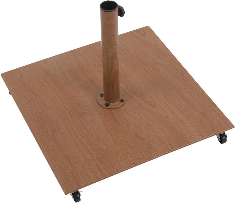 Meridian Furniture Fiji Navy Fabric / Teak Aluminum Patio Umbrella with Base Sets