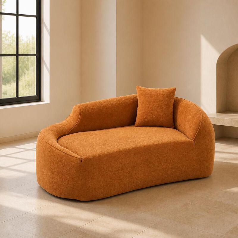GOODSILO Curved Indoor Chaise Lounge Chair Modern Deep Seating Sleeper Sofa with Throw Pillow for Living Room Bedroom Apartment Small Spaces image number 2