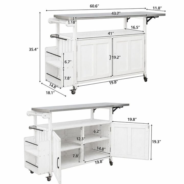 ELEMENT ACE Portable Foldable Outdoor Kitchen Island Mobile Patio Kitchen Cart with Lockable Wheels, Storage Cabinet and Towel Rack for Outdoor Cooking