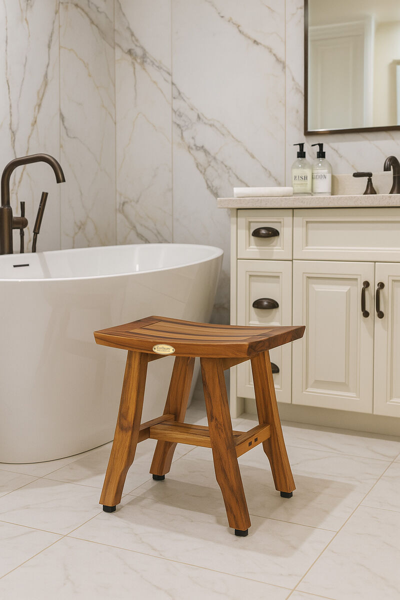 EcoDecors Satori 14" Solid Teak Shower Bench