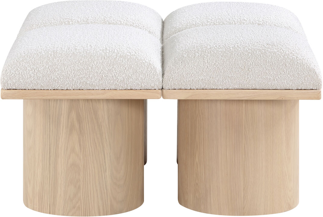 Meridian Furniture Pavilion Cream Boucle Fabric Bench