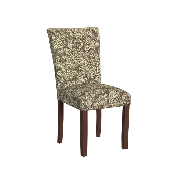 Jax Parsons Dining Chair Set of 2, Brown Jacobean Print Polyester