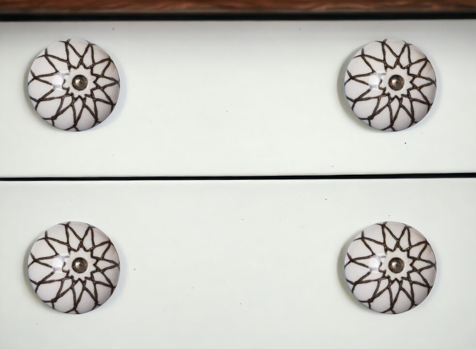 HomeRoots Set of Eight Brown Ceramic And Metal Drawer Pull Knobs