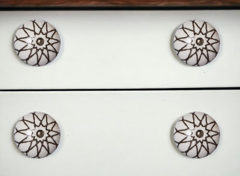 HomeRoots Set of Eight Brown Ceramic And Metal Drawer Pull Knobs image number 1
