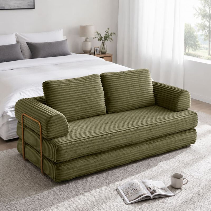 GOODSILO Convertible Multi-Functional Folding Floor Couch Futon Sleeper Sofa Bed with Included Pillows for Living Room, Bedroom, Lounging and Guest Accommodation image number 3
