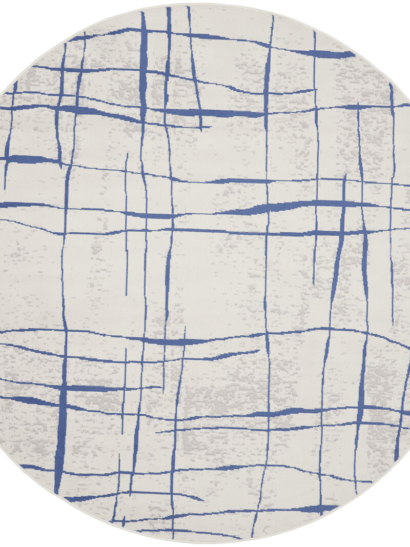 Whimsicle WHS09 Ivory/Blue 5' x Round Rug