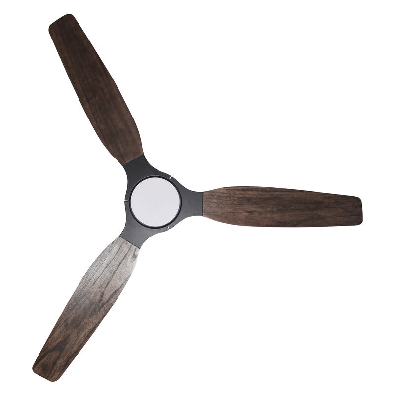 56 in. Matte Black Integrated LED Dimmable Solid Wood Blades Ceiling Fan with Light and Remote
