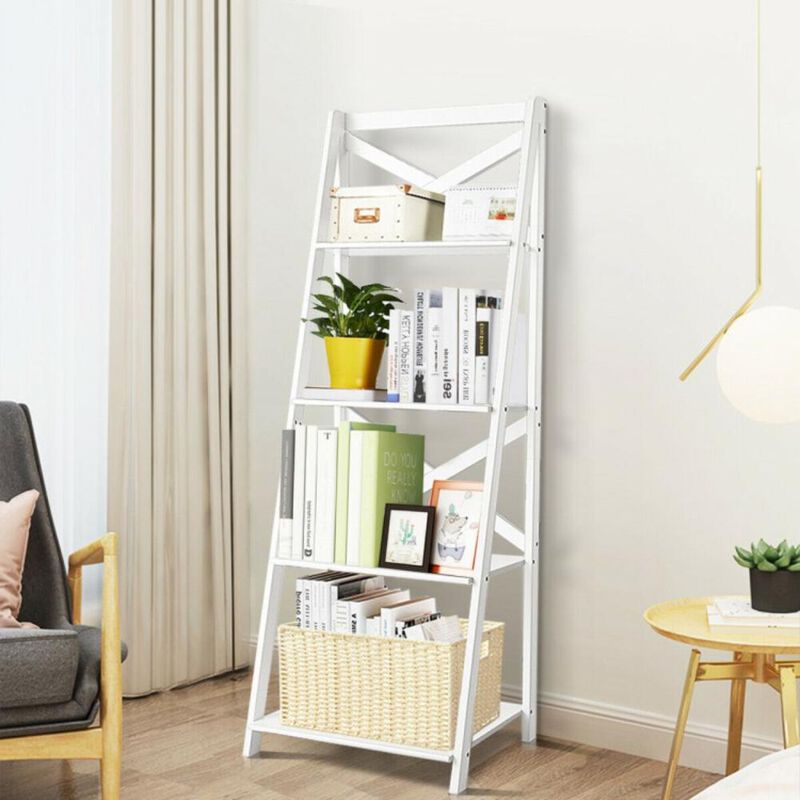 Hivvago 2 Pieces 4-Tier Wood Display Storage Bookshelf Set