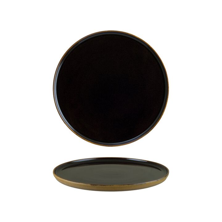 Sphere Earth dia.11" Round Brown Porcelain Plate