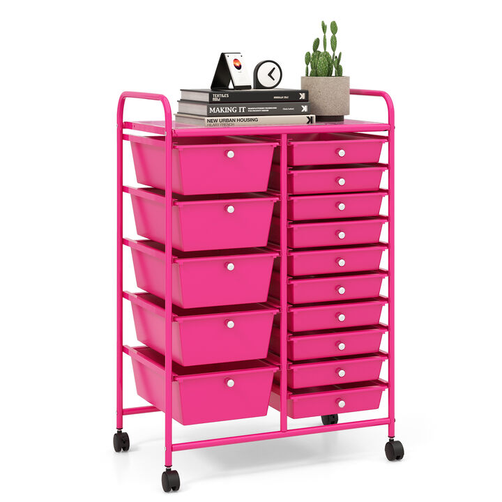 15-Drawer Storage Cart &ndash; Multi-Function Rolling Organizer with Handles