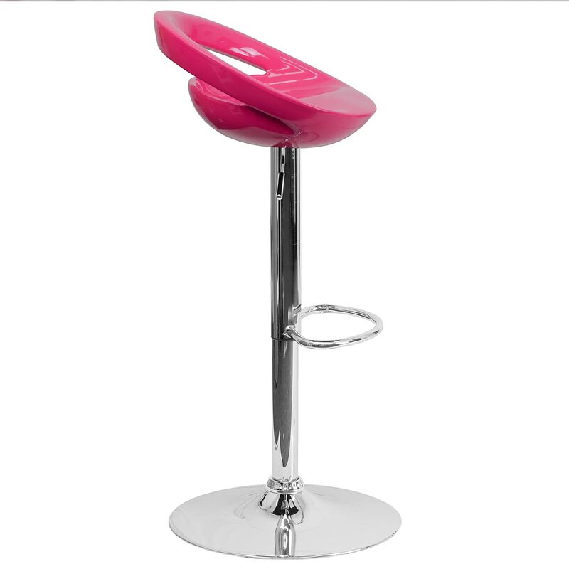 Flash Furniture Plastic Adjustable Height Barstools, Set of 1, Pink