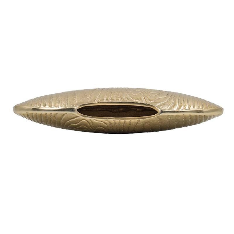 HomeRoots 7" Gold Aluminum Oval Disc Table Vase image number 3