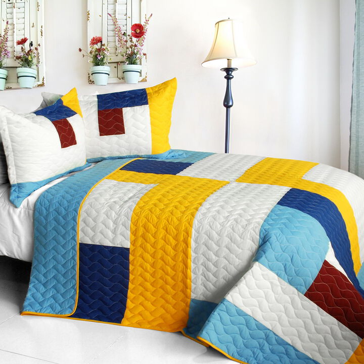 Vermicelli Quilted Geometric Quilt Set Timeless A Style for Full Beds