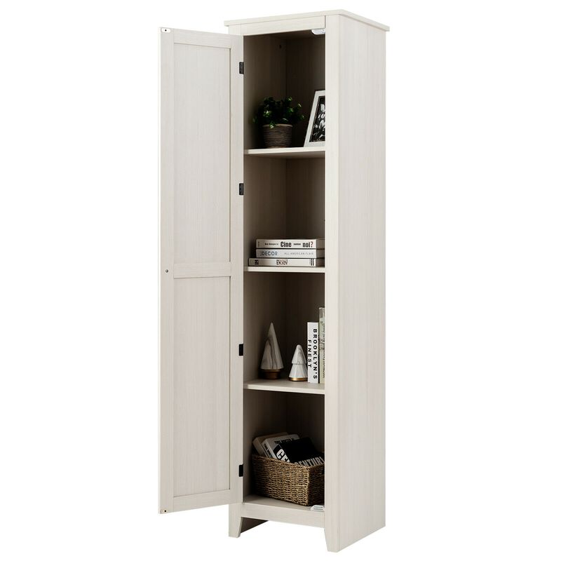 Bathroom Linen Tower with Storage Shelves, Slim Freestanding Cabinet