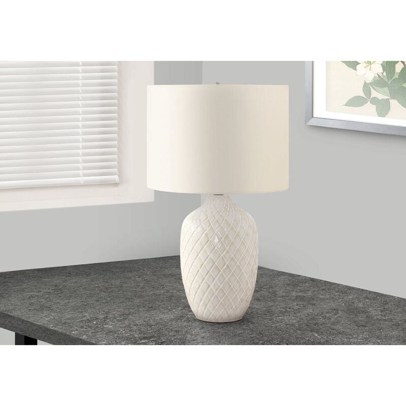 Monarch Specialties I 9707 - Lighting, 25"H, Table Lamp, Cream Ceramic, Ivory / Cream Shade, Transitional