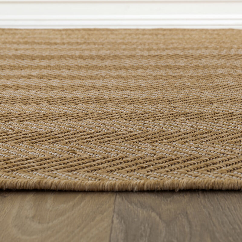 World Rug Gallery Herringbone Stripe Reversible Jute-Look Indoor/Outdoor Rug image number 2