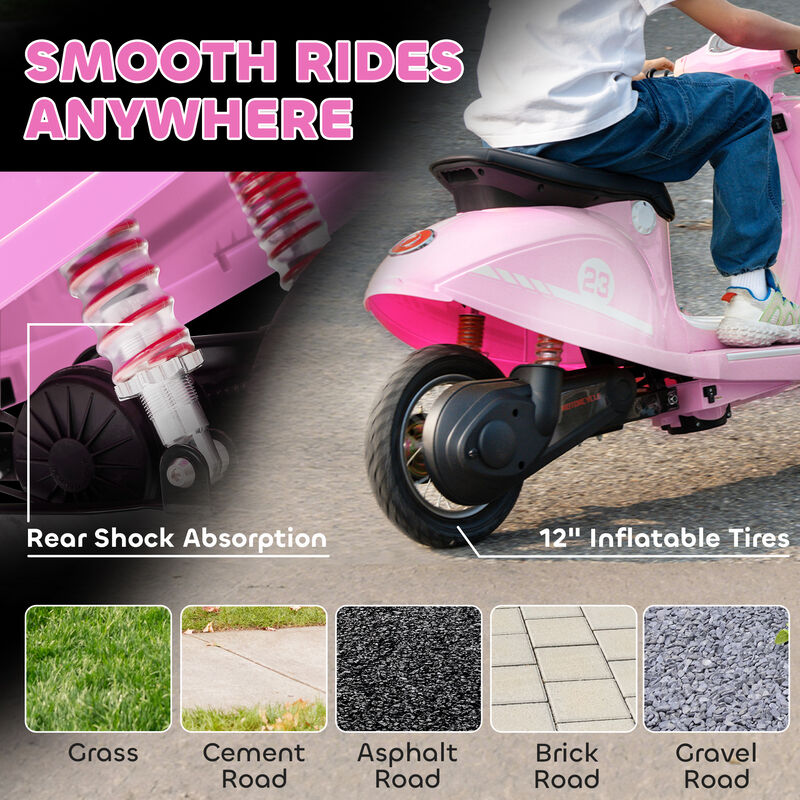 BreeBe 24V Kids Motorcycle with 3-Speed, Electric Motorcycle with Rear Suspension and LED Lights image number 5