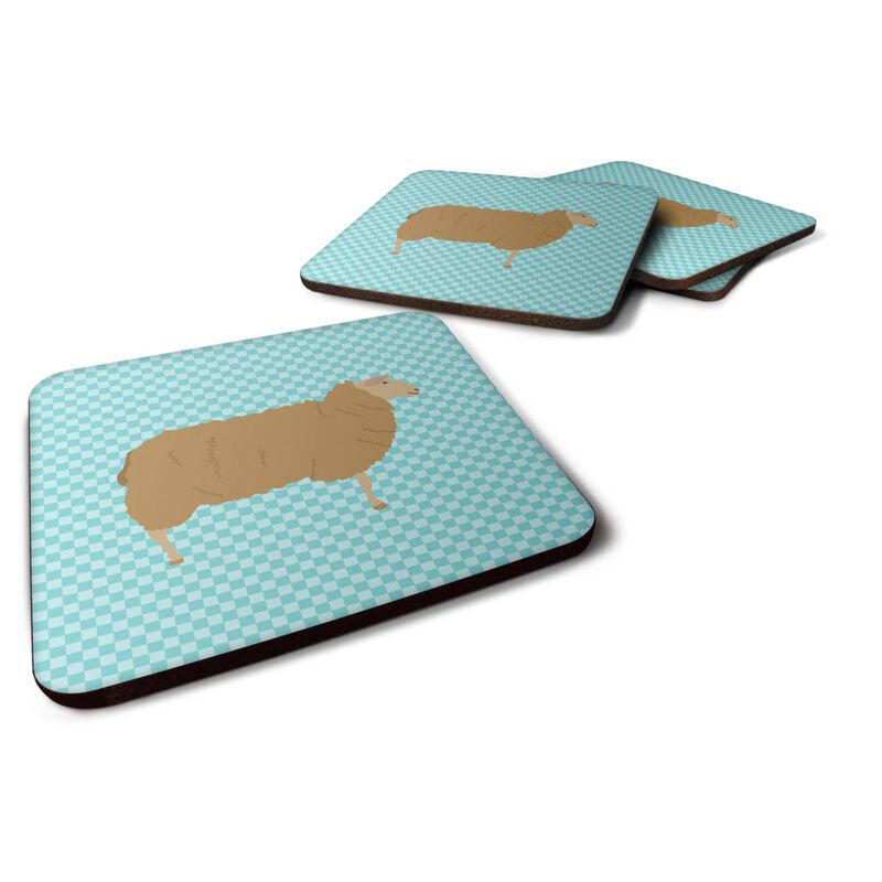 Caroline's Treasures East Friesian Sheep Blue Check Decorative coasters, 3.5, Multicolor