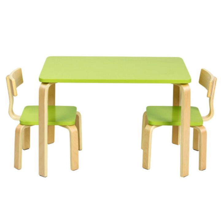 Hivvago 3 Piece Kids Wooden Activity Table and 2 Chairs Set