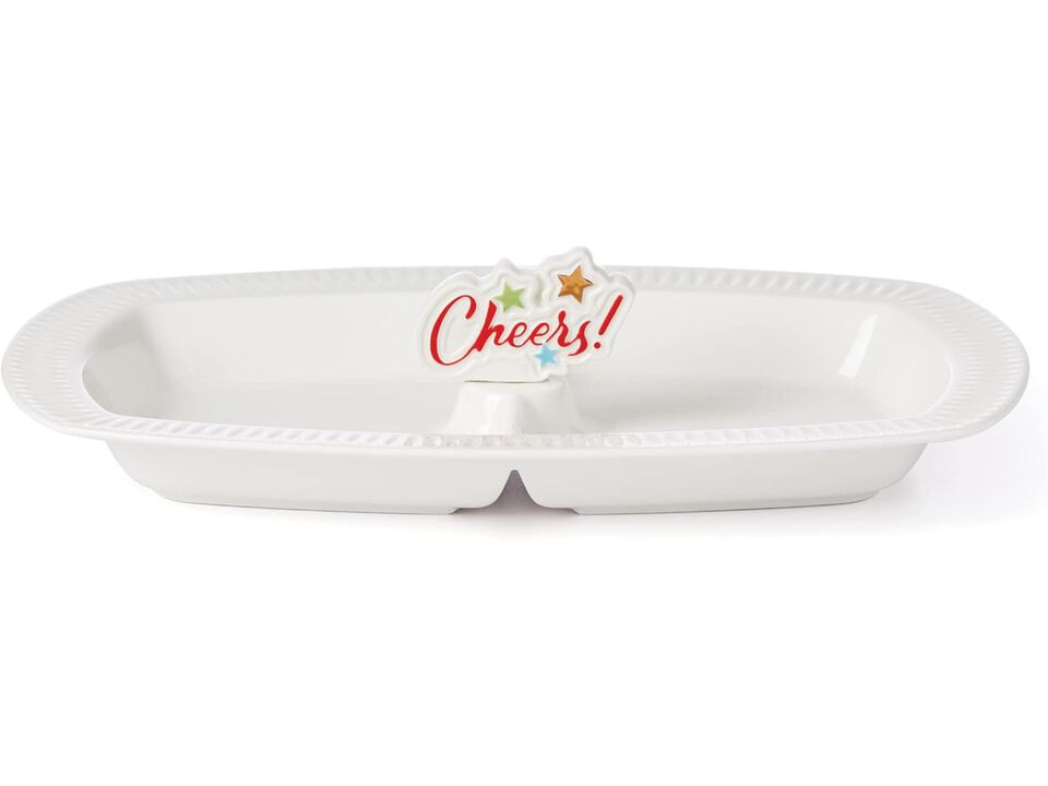 Lenox Profile Charm Divided Tray W/Cheers, 2.75, White